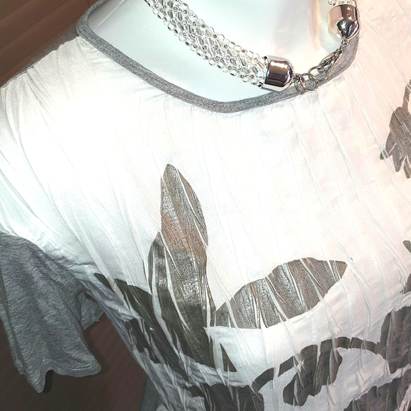 Zara Tee silver print T-Shirt great w. jeans & blazer, stretchy fits sizes S M L - Picture 4 of 12